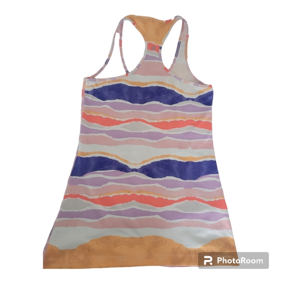 Lululemon Cool Racerback Bleacher Stripe White Iris Flower. Size 6? - Picture 5 of 7